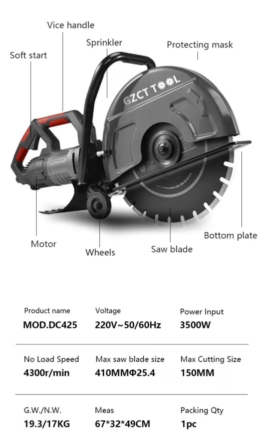 Электрический резчик бетона штроборез DC420