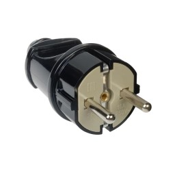 Вилка прямая 250 В с заземлением 16 А цвет черный