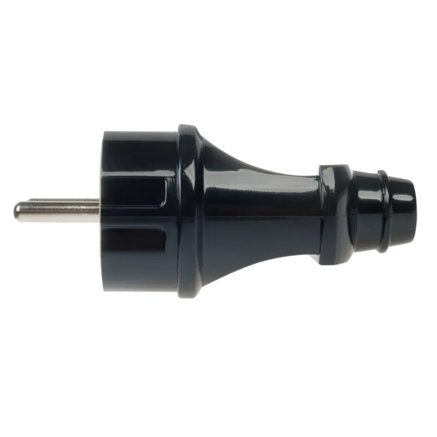 Вилка прямая 250 В с заземлением 16 А цвет черный